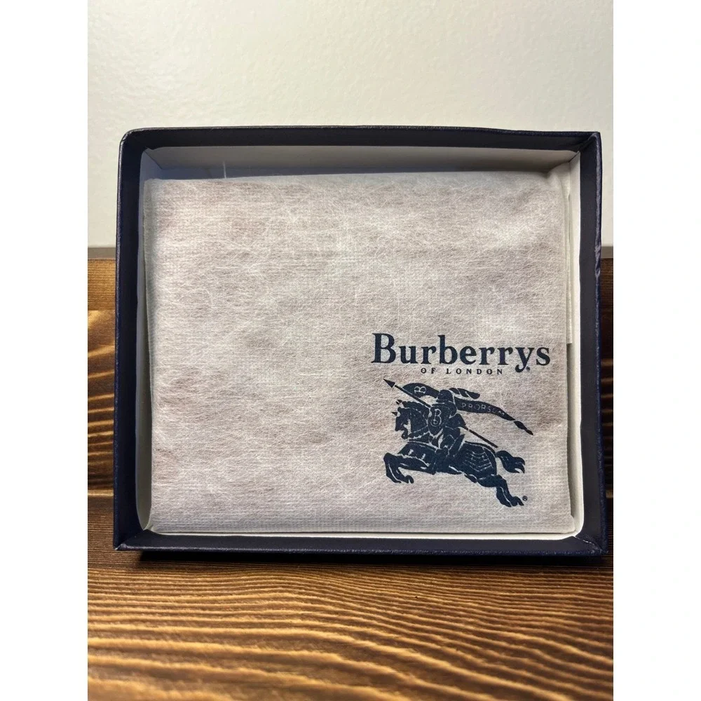 Burberry Brown Grained Leather‎ Bifold Wallet Mens Authentic Full Set Box